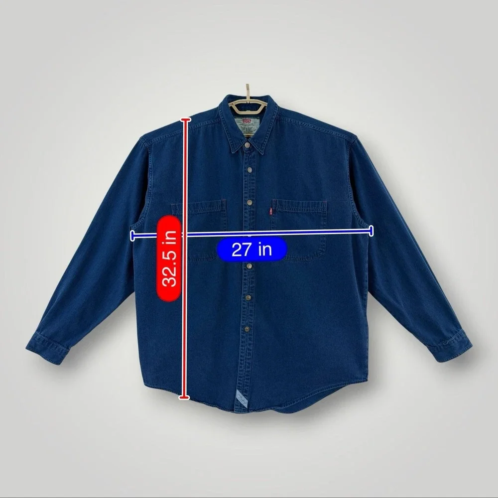 Vintage Levi's Denim Shirt Mens XL Blue Long Sleeve Button Up Cotton Workwear
